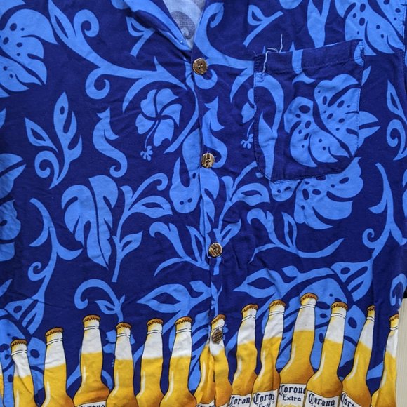 Corona Extra Men's Aloha Hawaiian Button Down Short Sleeve Shirt Size Large - Picture 3 of 4